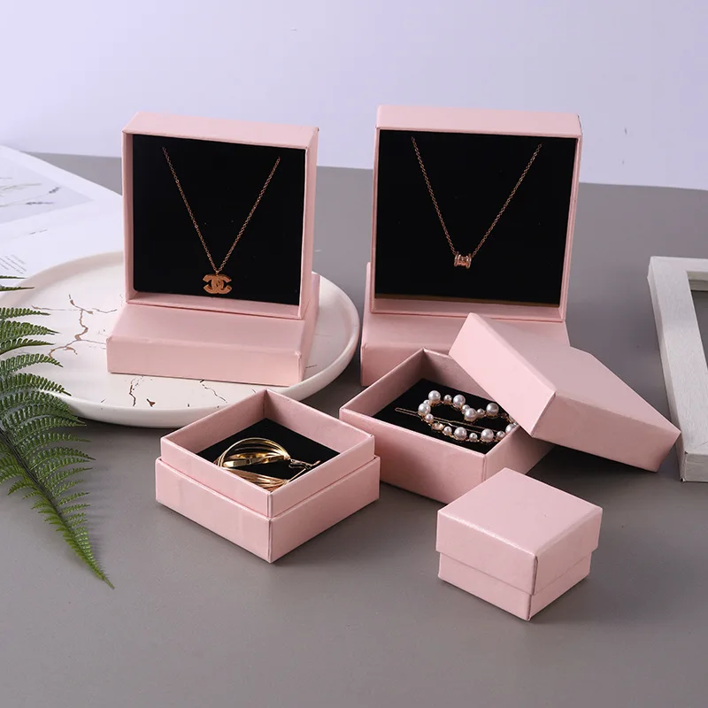 

5*5*3.5CM Caja De Joyas Luxury Jewelry Necklace Packaging Gift Boxes Custom Logo Paper Cardboard Pink Jewelry Box Joyero