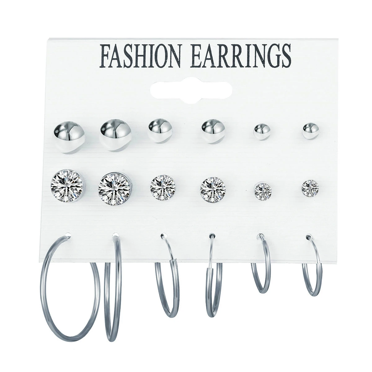 

F322 Fashion 9 pair set Women Piercing Simulated Pearl Flower Earrings Square Crystal Heart Stud Earrings Set