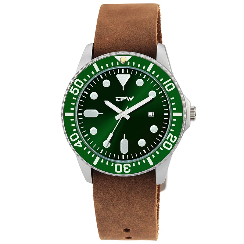 

High-end customize watch mens gender genuine leather strap watch PC32, Green