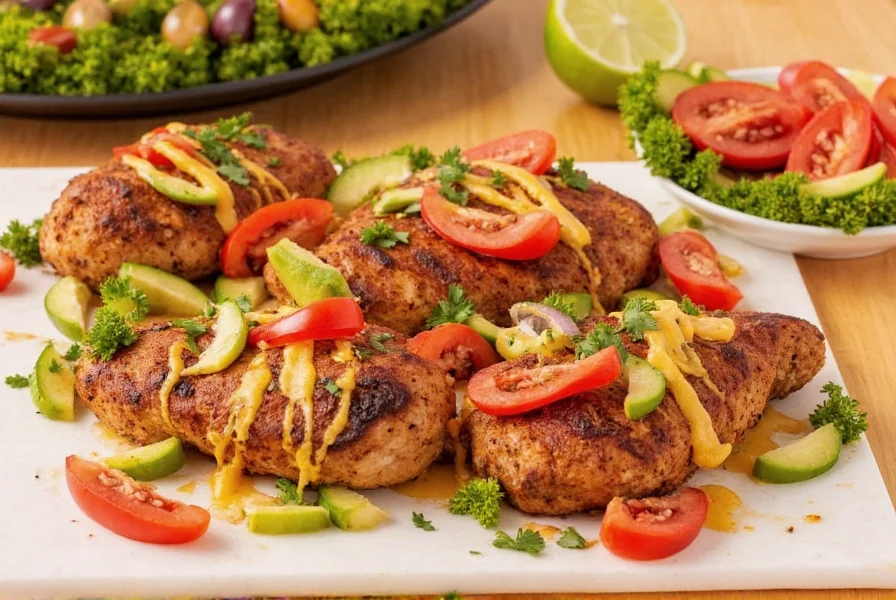 Chef holding a tray of perfectly grilled chicken breasts
