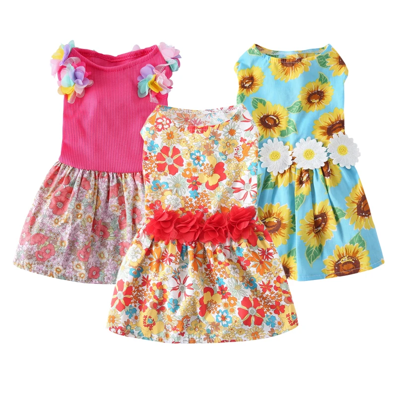 

Flower Skirt Dog Clothes Dress Sleeveless Summer Luxury Pet Dog Dress, 1-20
