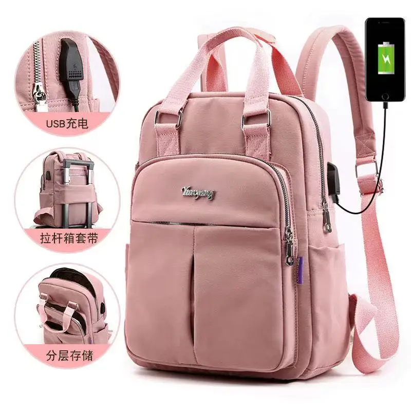 

B913-4 2021 New Design Kids Usb Charging Women's Bags Pink Large Capacity Travel Computer Fashion School Bag Pack Girl