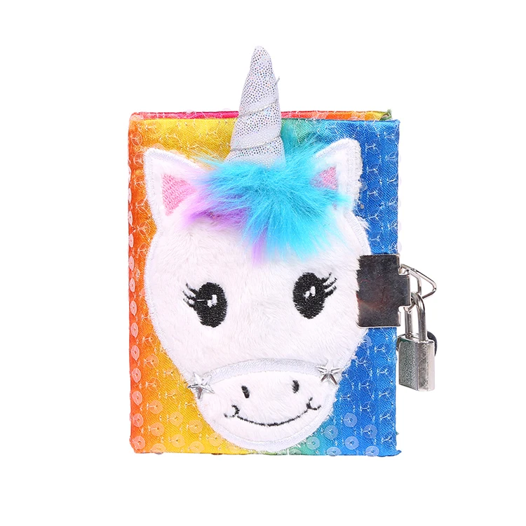 Kids popular cute animal a5 plush cover diary notebook sequin decor fluffy notebook