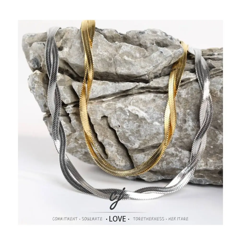 Carline Wholesale Luxury Fashion Fine Wholesale Stainless Steel Minimalist PVD Gold Plated Snake Chain Simple Design Necklace