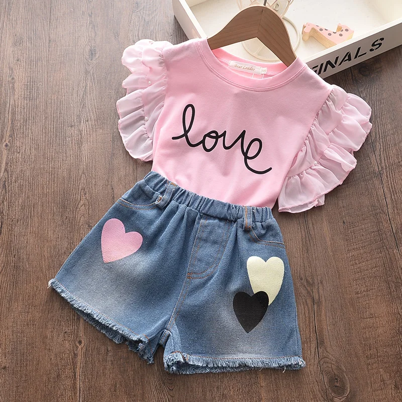 

Summer new children's pattern print short-sleeved clothes baby girl clothes suit