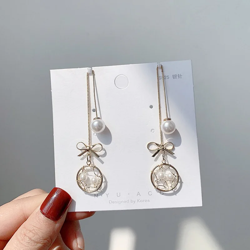 

New Pearl Earrings Long Simple Fashion Earrings Women Wedding Jewelry Boucles D'oreilles Pour Les Femmes, Picture