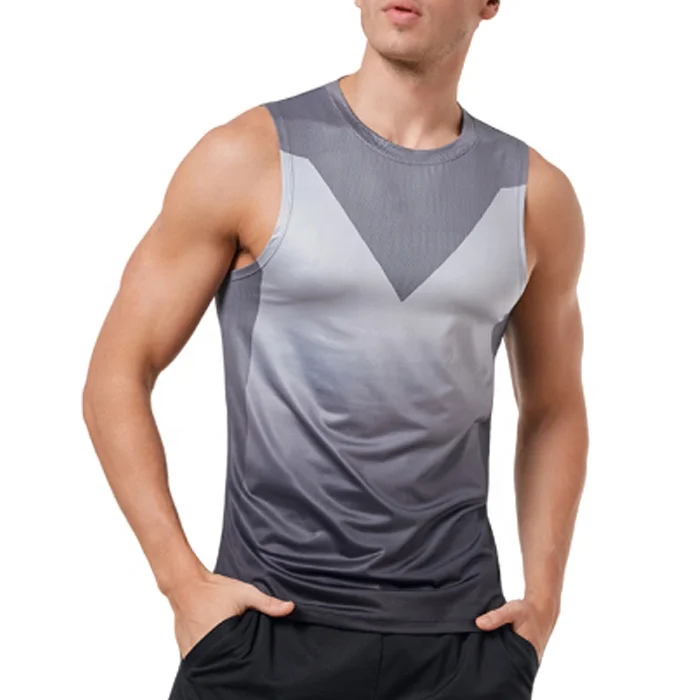 

2019 Guangzhou Factory Sportswear Men Muscle Fit Sleeveless T Shirt 92% Polyester 8% Spandex Material, Colors