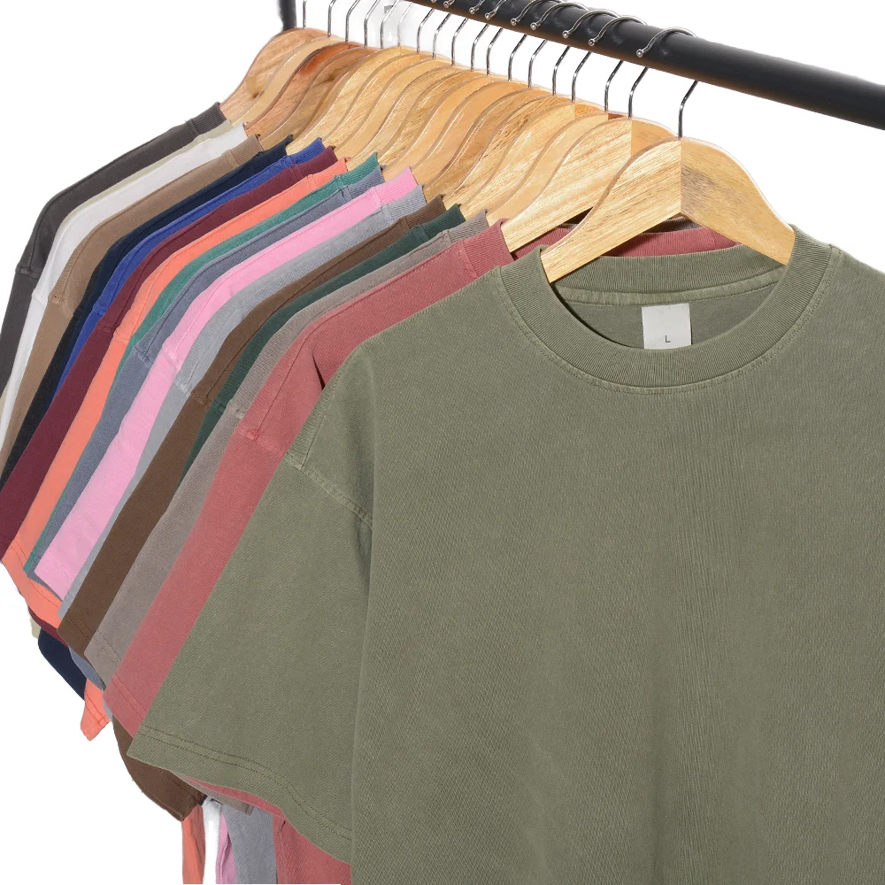 2025 Hot Selling Cheap Acid-Wash Vintage Oversized T-Shirt 260gsm Heavy Cotton Casual 100% Knitted Fabric Print on Demand