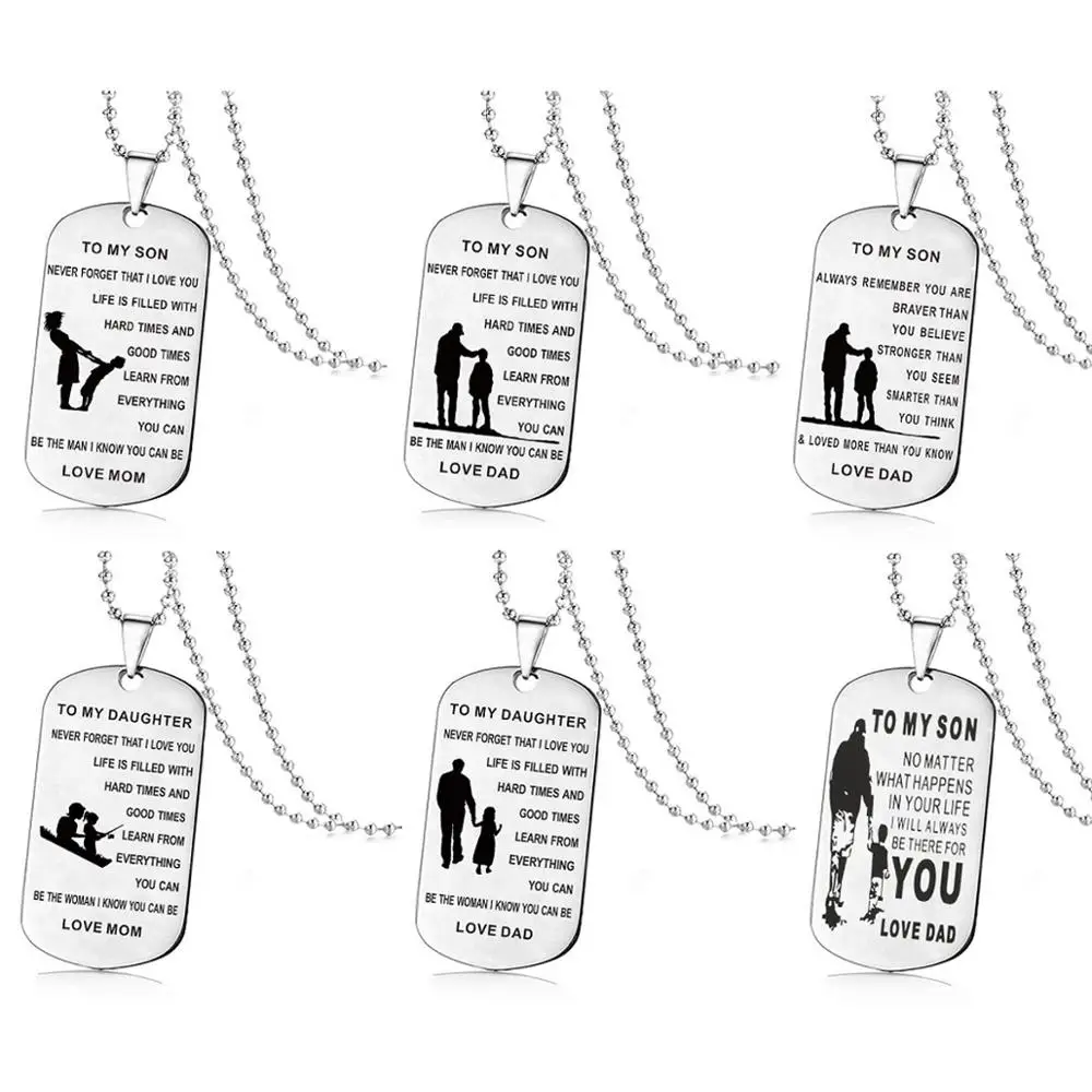 

Stainless Steel Fashion Letter Pendant Necklace TO MY SON TO MY DAUGHTER Pendant Necklace To Son And Daughter, Sliver