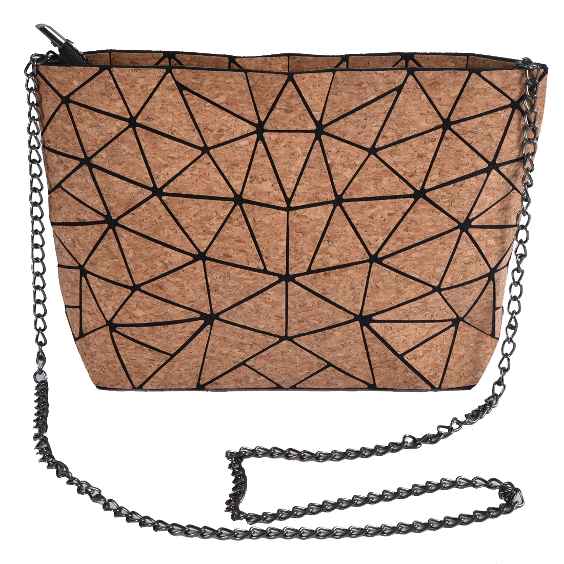 

2020 New fashion trendy high quality PU leather waterproof wooden cork geometric handbag