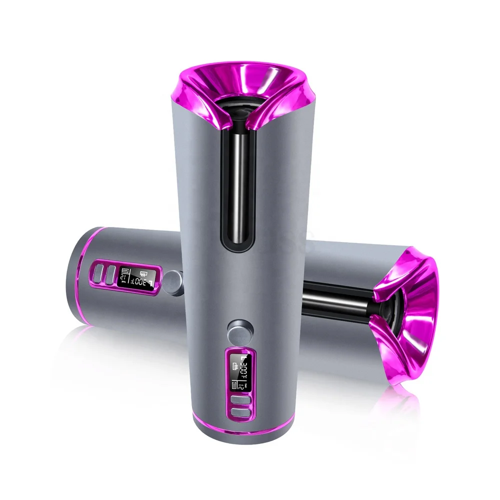 

Hair Curler Automatic Cordless Curling Iron Wireless Hair Curler with LCD Portable Rechargeable Curler