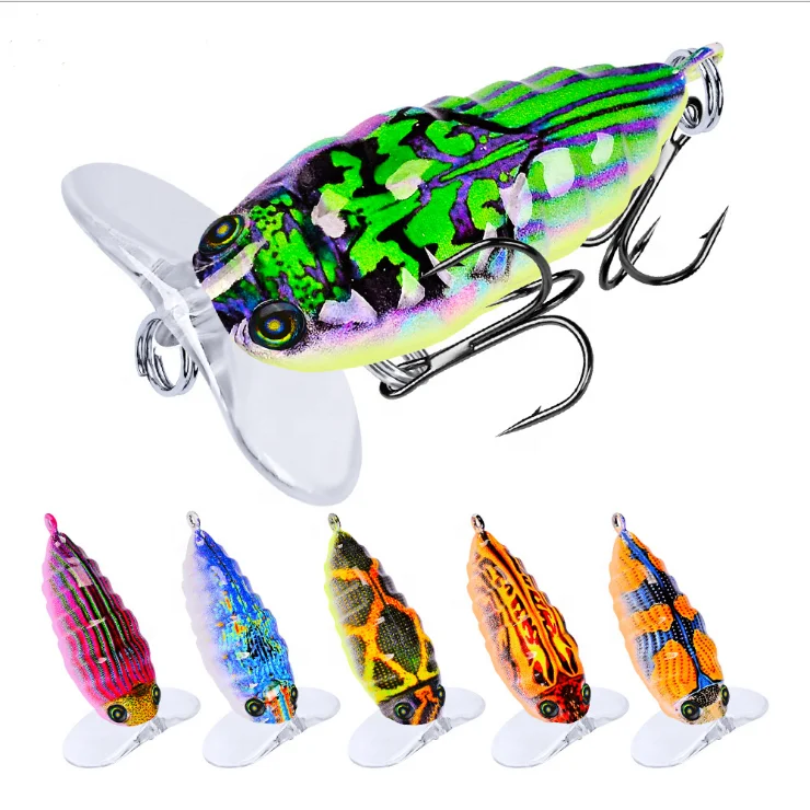 

4cm Plastic Pesca artificiais Baits Wobblers Top water insect fishing lures Crankbait Cicada Floating popper lure