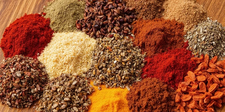 Chili powder sprinkled over a cutting board