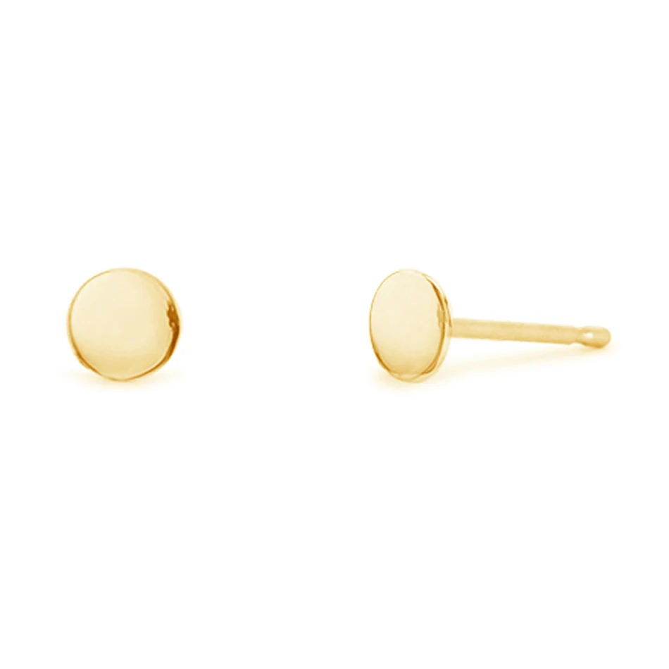 

18k gold plated jewelry fashion 925 sterling silver trendy simple style coin stud earrings for women party
