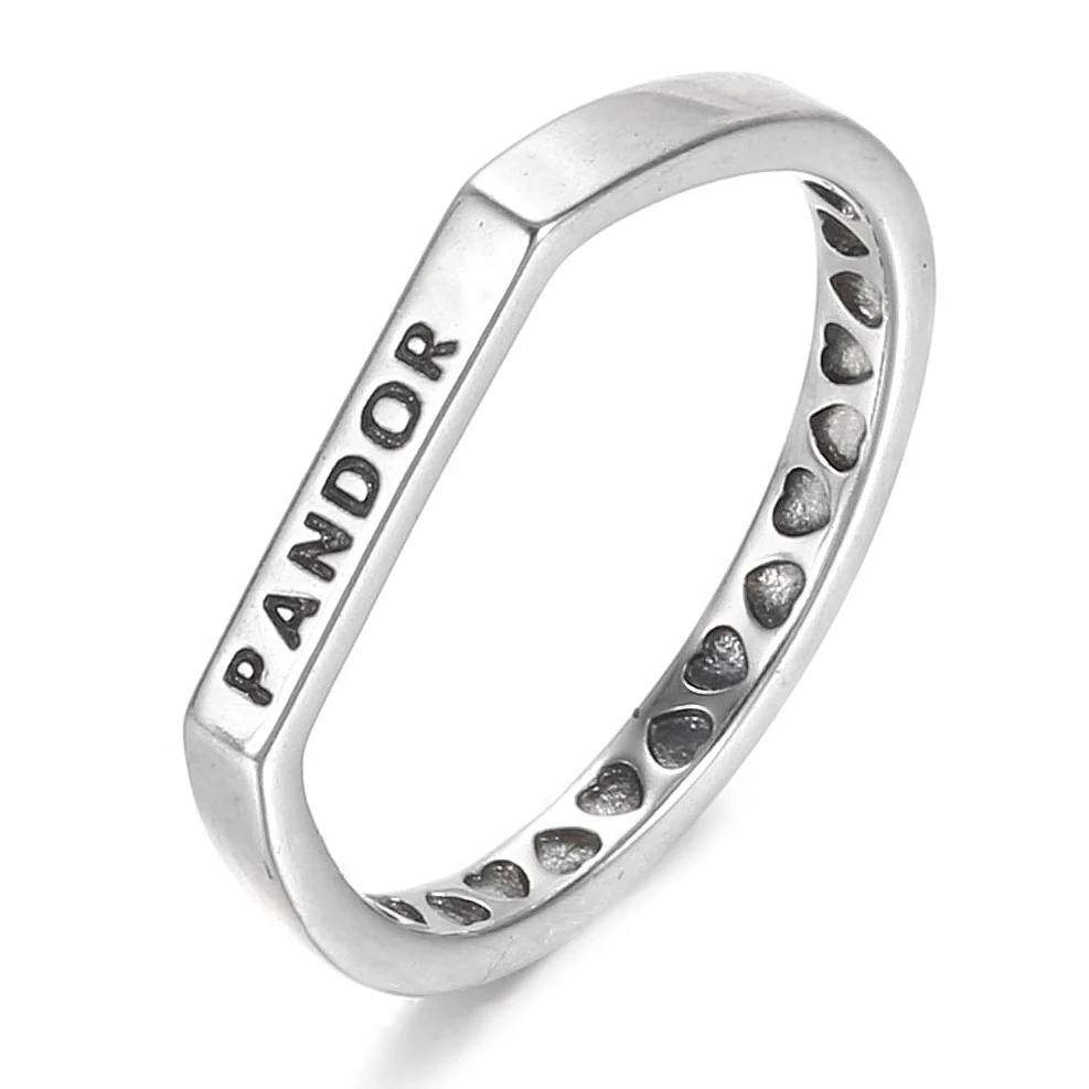 

2020 new Wholesale 925 sterling silver Logo bar stacking ring pandora style ring gift for Pandora jewelry accessories 199048C00, Silver color