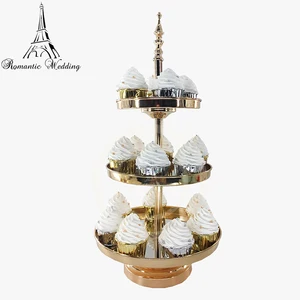 Image of Wholesale Wedding Table Centerpiece Golden cake rack Cake pa Metal Dessert Cake Stand for Wedding home Decor