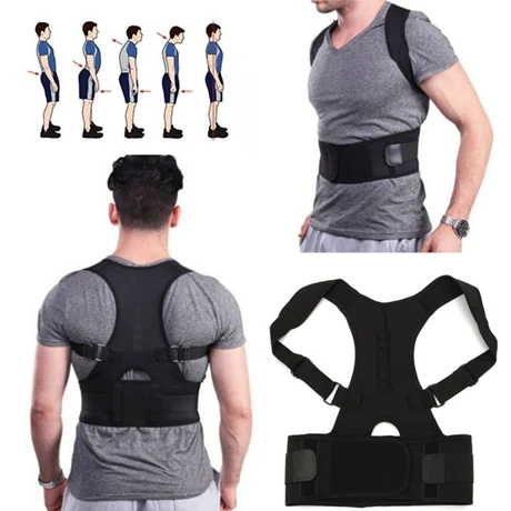 

New Magnetic Therapy Back Shoulder Posture Corrector Support Brace Belt for children and adult elastic posture corrector, Black