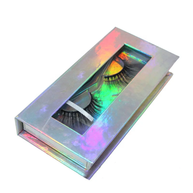 

Wholesale custom logo handicraft 25mm 3d mink fur holographic lashbox eyelashes packaging boxes, Customized color