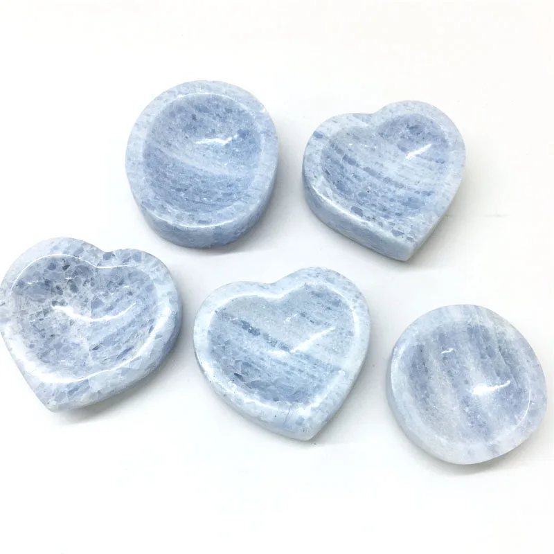 

High Quality Blue Calcite Bowl Crystal Crafts Han Gemstone Hand Carved Blue Celestite Stone for Healing Energy