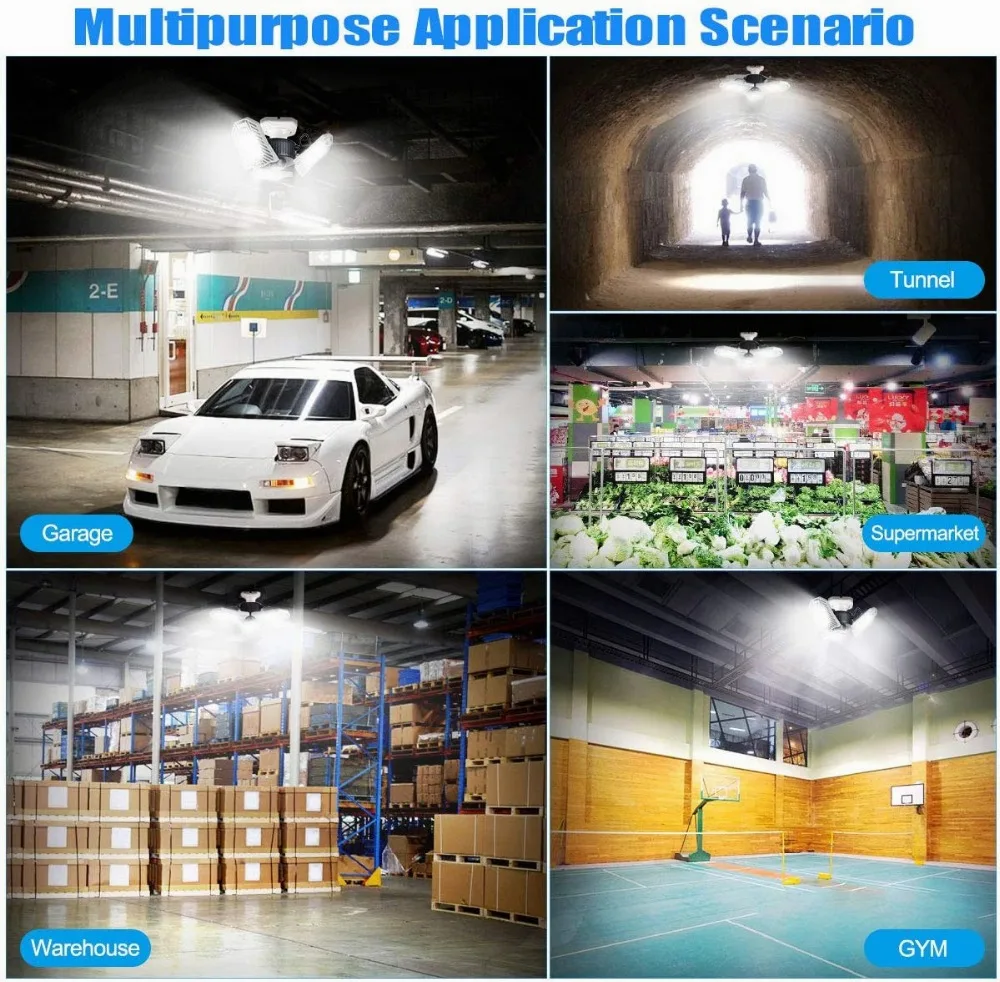 
New ETL Approved Led Deformable Garage Light LED Ceiling Light High Intensity Mining Lamps Ceiling LED Light 