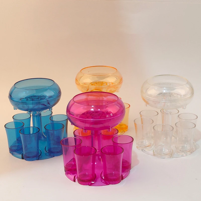 

RAYBIN new design transparent shot dispenser with glasses holder rack for wine beer