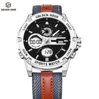 

GOLDEN HOUR Shenzhen Watches Big Dial Sports Watch Men Luxury Brand LED Military Fashion Quartz Digital Waterproof Wristwatch