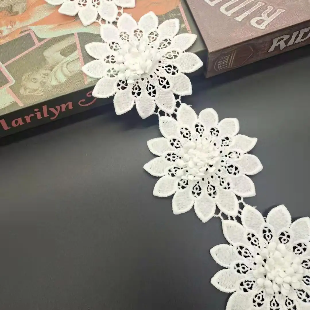 

Wholesale Custom Color Embroidery Elegant And Soft Decorative Flower Lace Ribbon