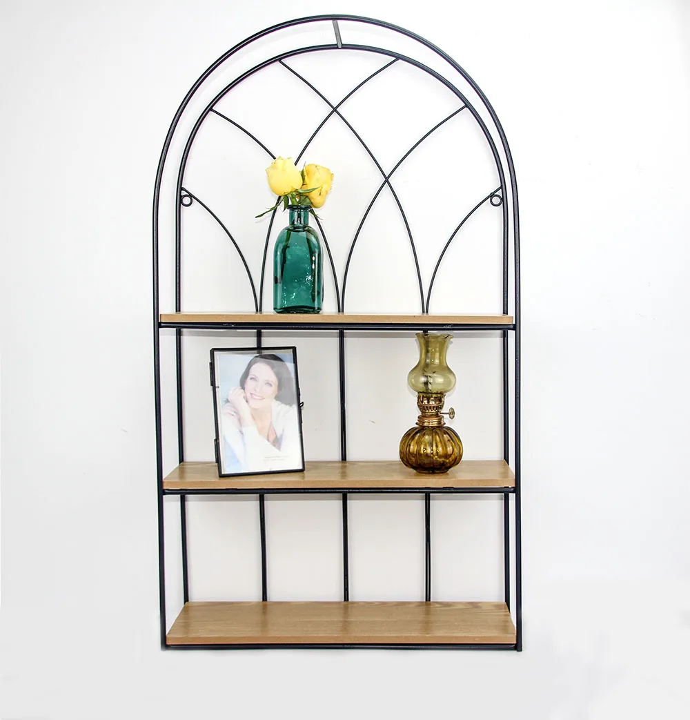 Modern Arched Decorative Artistic 3 Tier Rustic Metal Hanging Wall