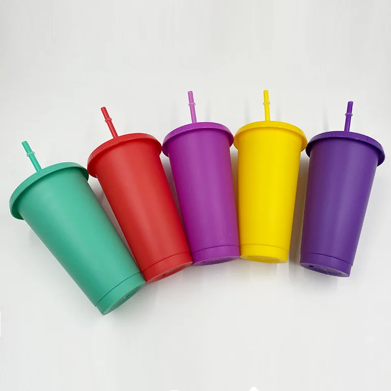 

Free Shipping 24oz Colorful Plastic Tumbler BPA Free Reusable Plastic Cup With Lid And Straw Cold Drink Plastic Cup, White/black/dark purple/light purple/green/red/yellow