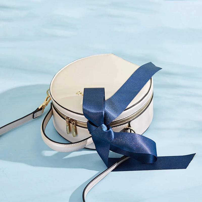 

China Manufacture PU Leather Round Handbag For Women Evening Clutch Bags, White