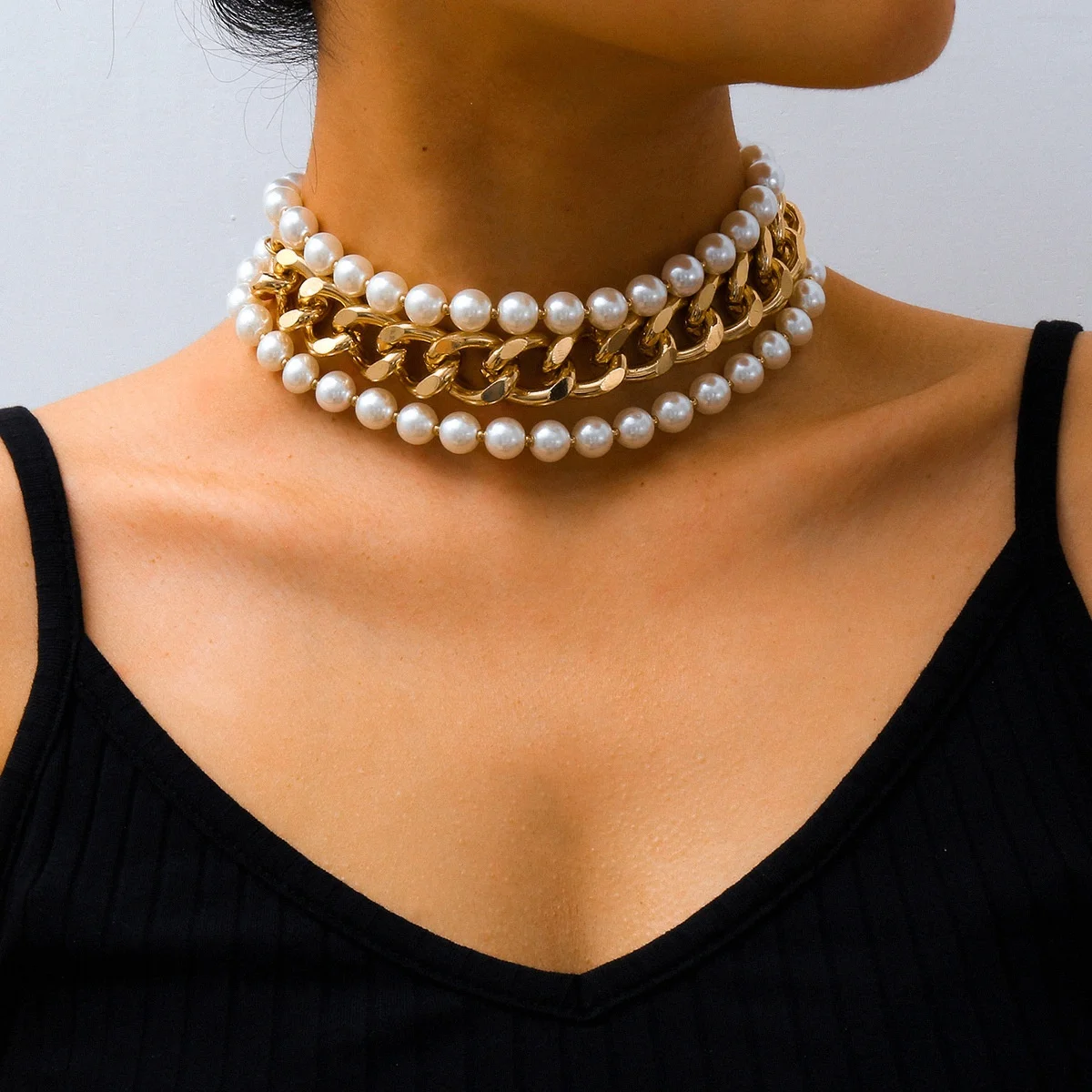

Fashion Jewelry Exaggerated Pearl Necklace Multi-Layer Chain Necklace For Women Accessories