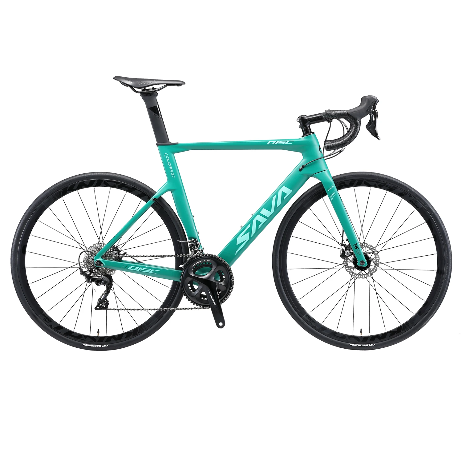 

SAVA Road Bike 700c Disc Brake Road Racing Bike with SHIMANO 105 R7000 22 Speeds Carbon Bicycle Racing bike, Black/green