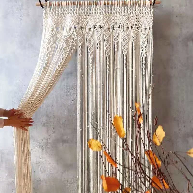 

Hand-woven Macrame Cotton Door Curtain Tapestry Wall Hanging Art Tapestry Boho Decoration Bohemia Wedding Backdrop Tapestry