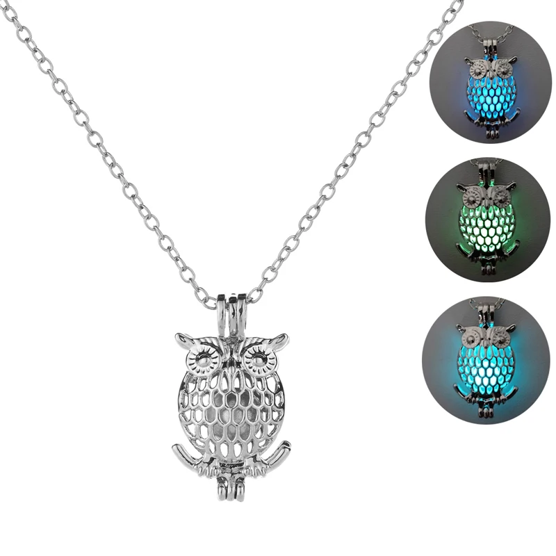 

Halloween Cute Owl Animal Glow In The Dark Necklace Fashion Jewelry