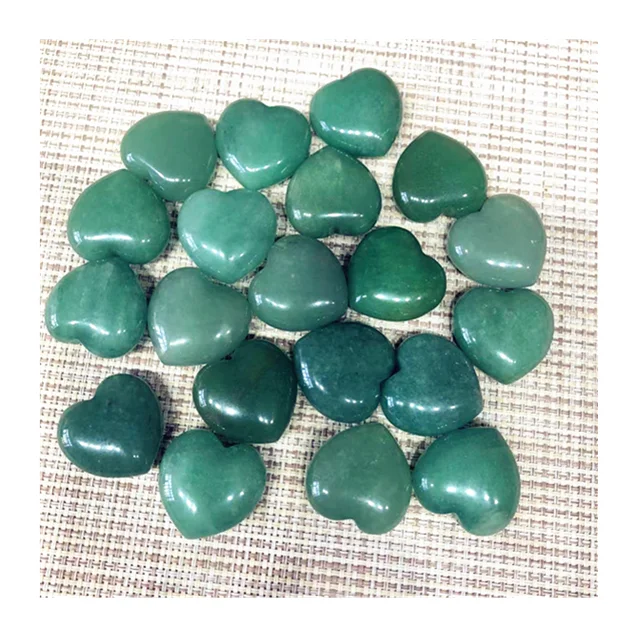 

Crystal heart crafts stone Wholesale Natural green aventurine Quartz Hearts fengshui gemstone gift