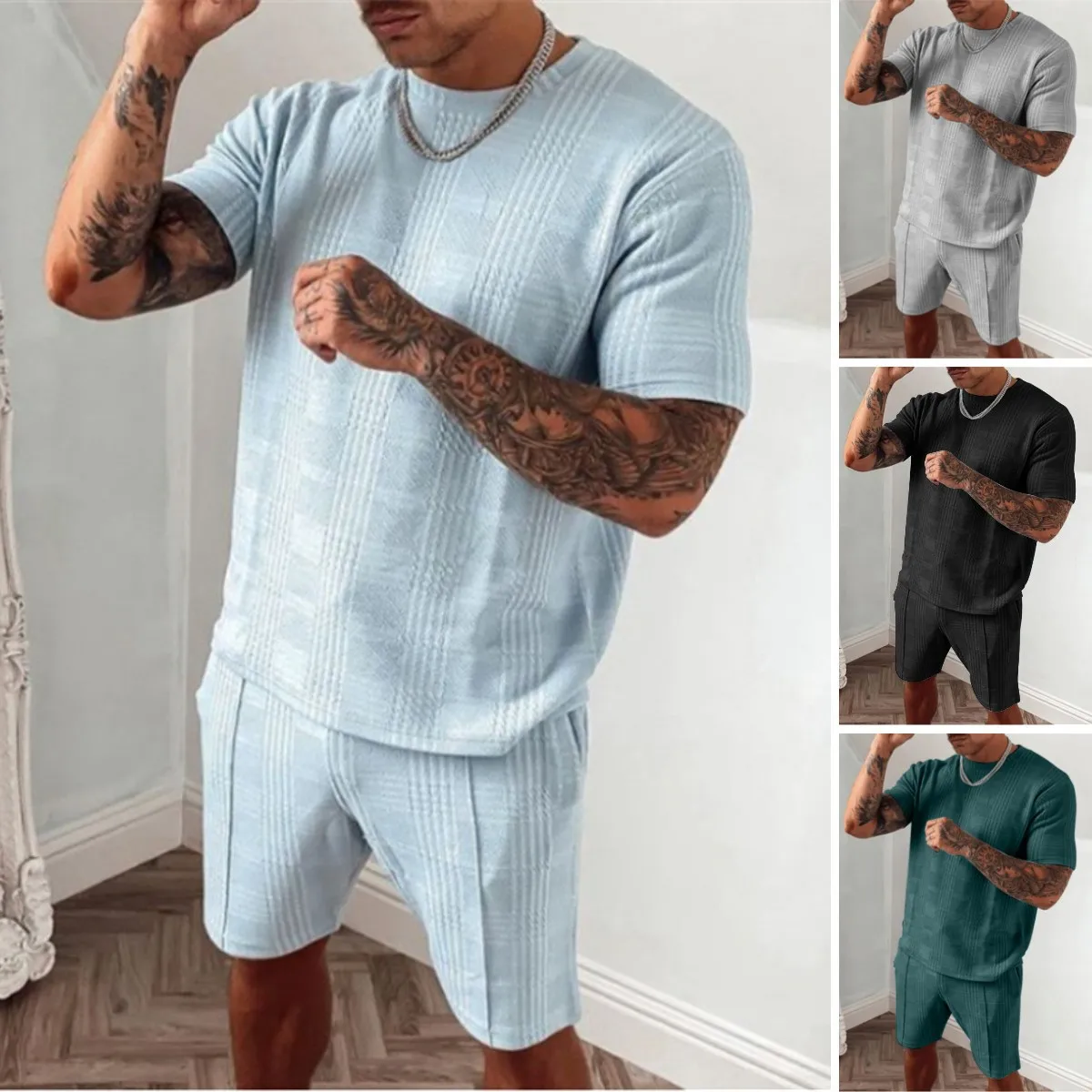 

2021 Men summer t shirt and shorts polo shirt with digital print and wax fabric shorts SPKKV99QZRO