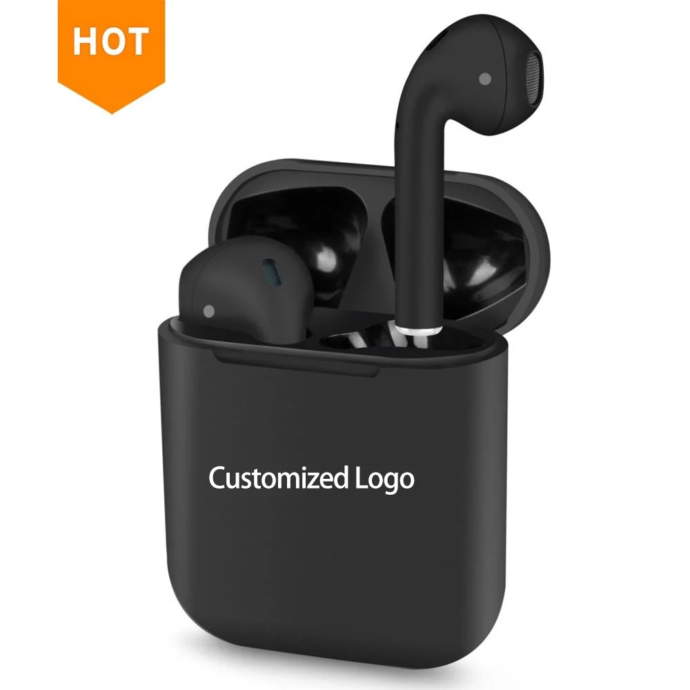 Support private label logo custom print bluetooth earbuds i12 tws wireless earphones with charging case