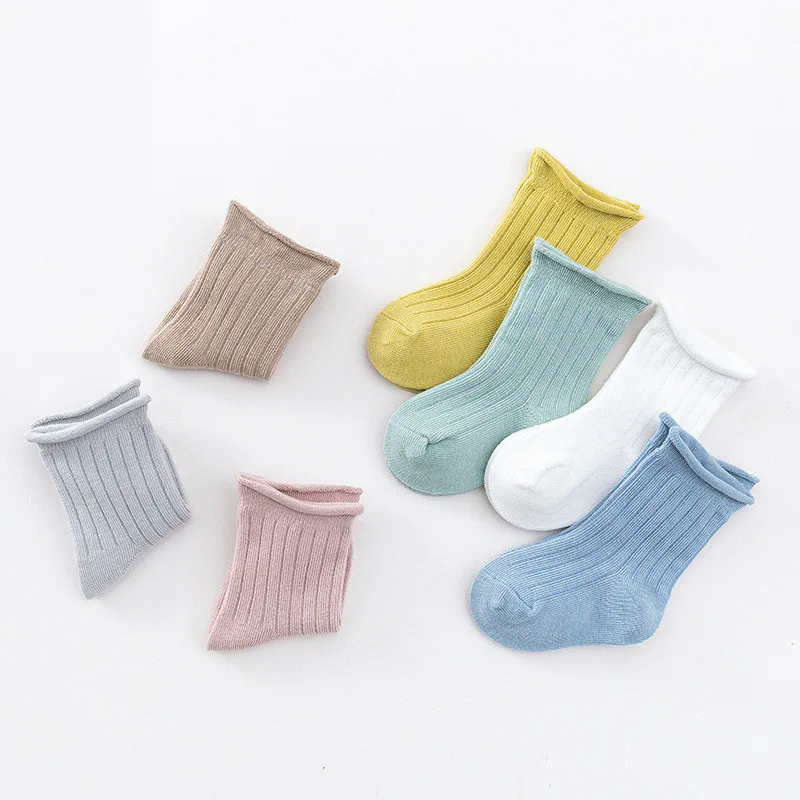 

No moq custom design Wholesale Breathable Ribbed Infant Baby Girl Socks Organic Cotton Colorful Cotton Kids Socks