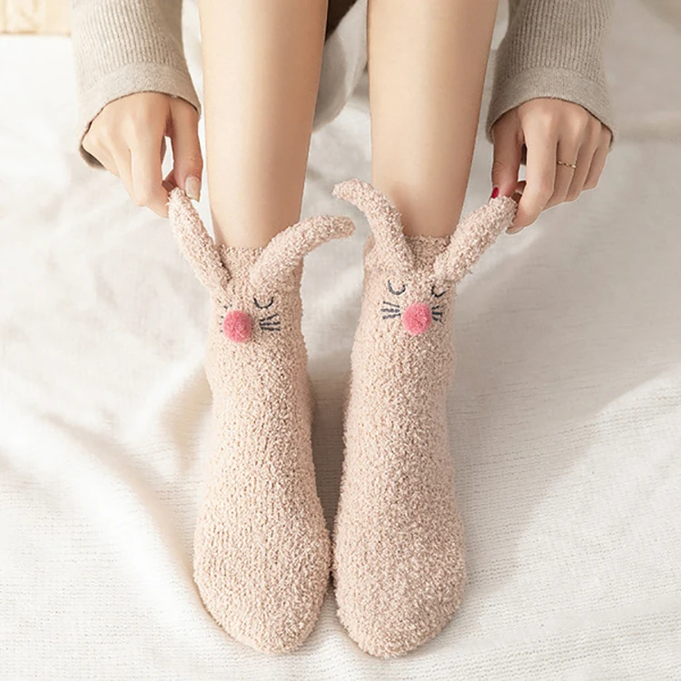 

High level winter in stock hot sale warm thermal terry woolen polyester fluffy solid thick plain socks women, As picture shows