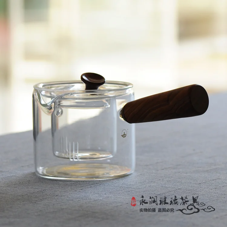 
borosilicate glass heatable tea cup sets with tea pot 
