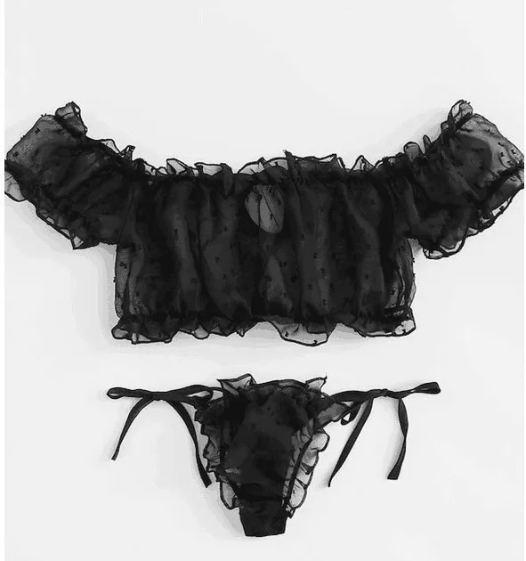 

hot black mesh g string thong sexy lingerie underwear plus size 2 piece lingerie set women