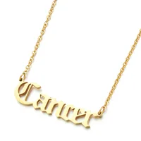 

Personalized Old English Stainless Steel 12 Zodiac Sign Pendant Necklace 18k Gold Plated