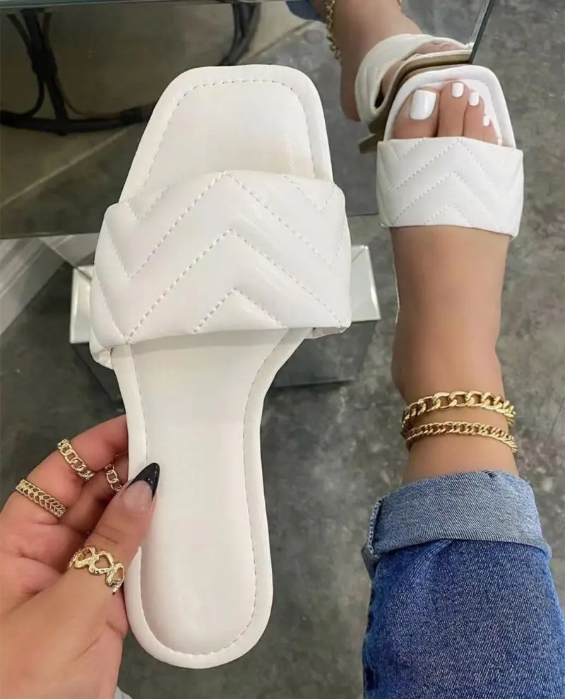 

2021 new arrivals shoes summer flat sandal ladies casual solid color outdoor indoor direct wear slippers plus-size, Picture colors