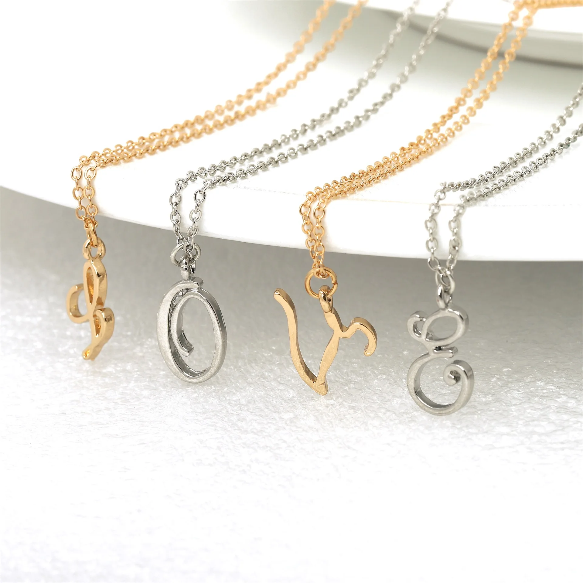

Gold Plated A-Z Initial Letter Pendant Necklace for Women Jewelry Gifts, Gold color, silver color