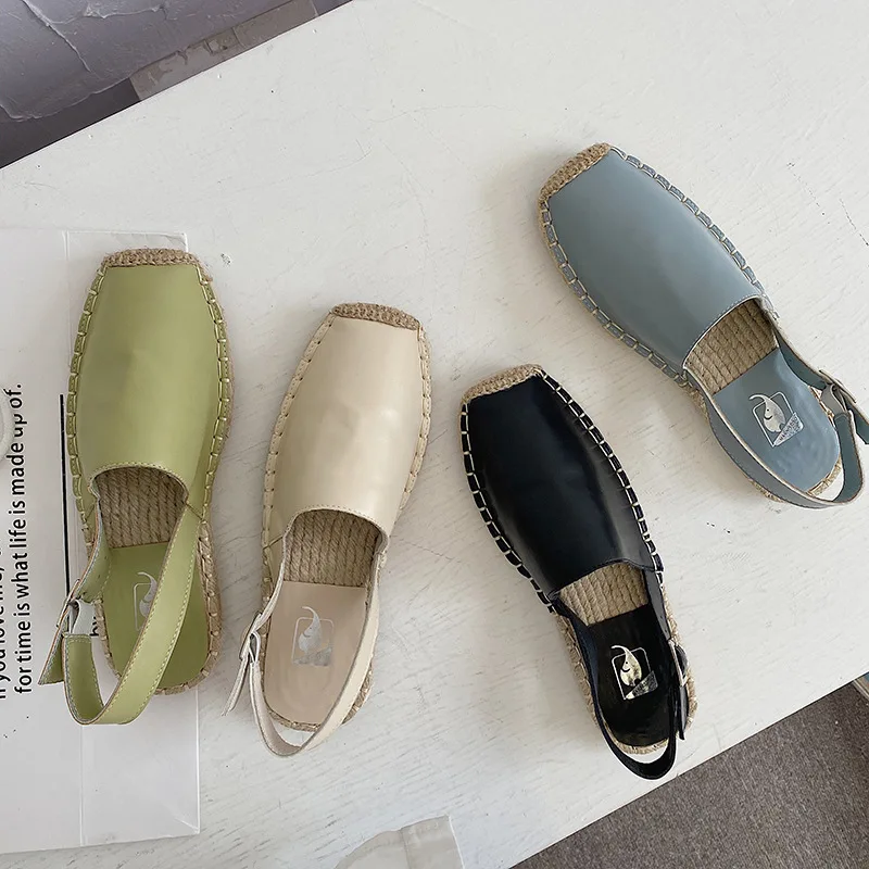 

Good Quality Sell Well Shoes Production Slip On jute sole Women Flat square toes espadrilles Women Ladies, As picture show or customized