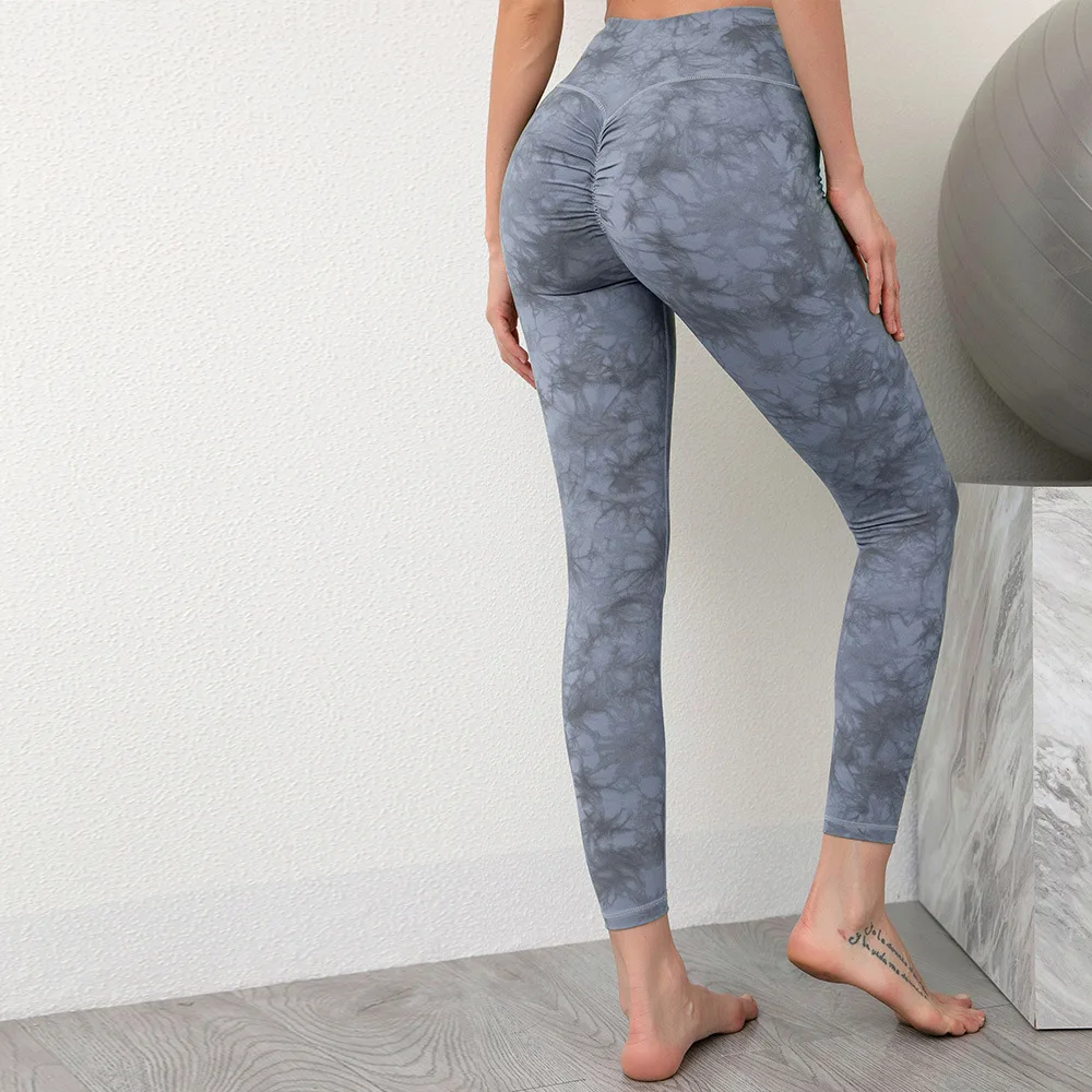 

High waist yoga tie dye sweat pants butt scrunch women leggings