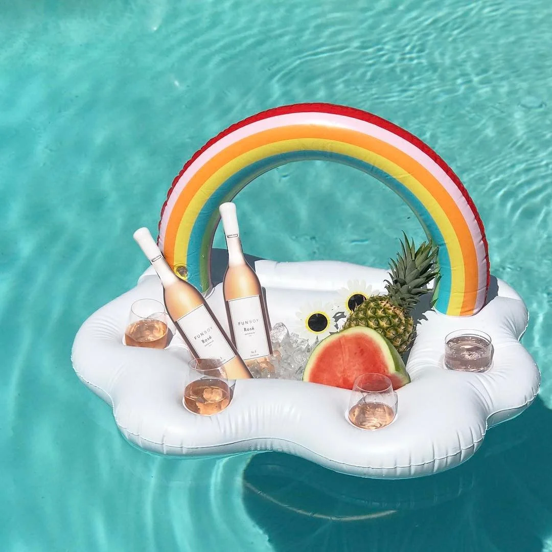

4 holes Rainbow Cloud Floating Bar Inflatable Serving Tray Drink Holder, Same with the picture show