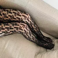 

2019 new designs full letter FF black pantyhose/stocking