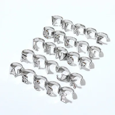 

2020 Fashion Jewelry Hot sale Opening 26 English Letter initial Rings For Women Men Alloy Metal Rings, Gold,silver