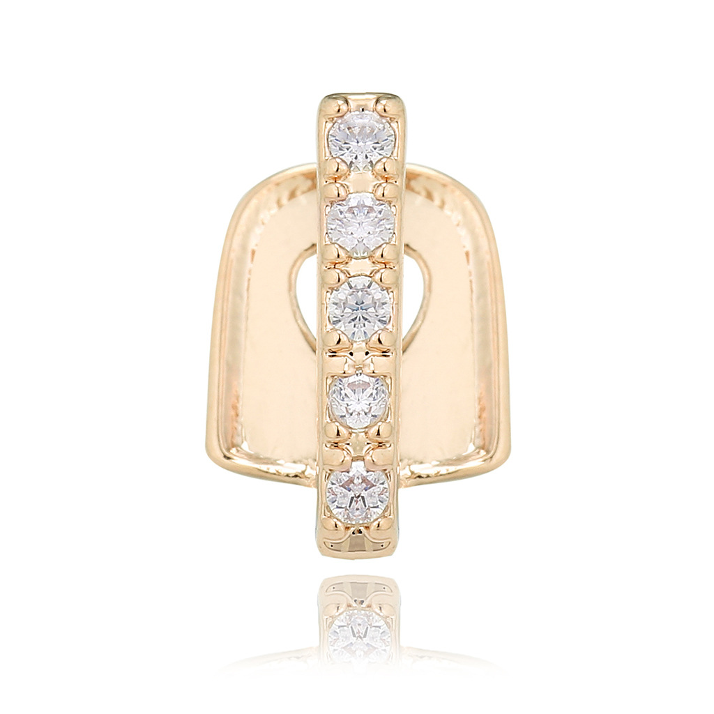 

New Arrival Hip Hop Punk Round Cubic Zirconia Diamond Solo Gold Teeth Grillz, Picture shows